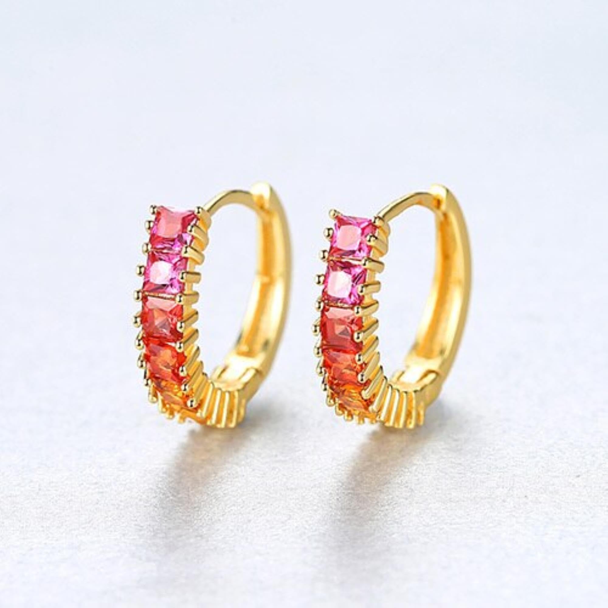Bonitos Pendientes De Aro De Plata De Ley 925 Con Topacio Rojo Para Mujer, Regalo De Navidad Rosa Para Boda A La Moda