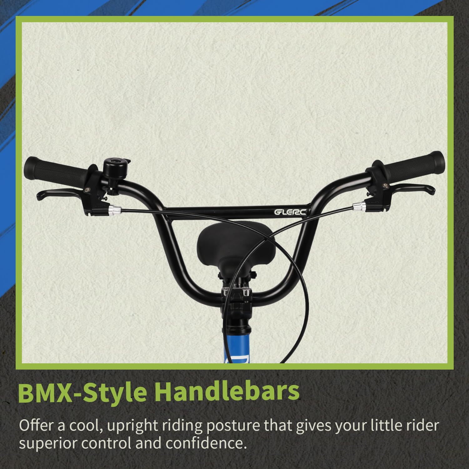 Glerc Razor 16 Zoll Kinderfahrrad für 4-7 jährige Jungen Jugendliche erstes BMX Style Fahrrad mit Ständer & Sicherheitsklingel & abnehmbaren Stützrädern, Blau