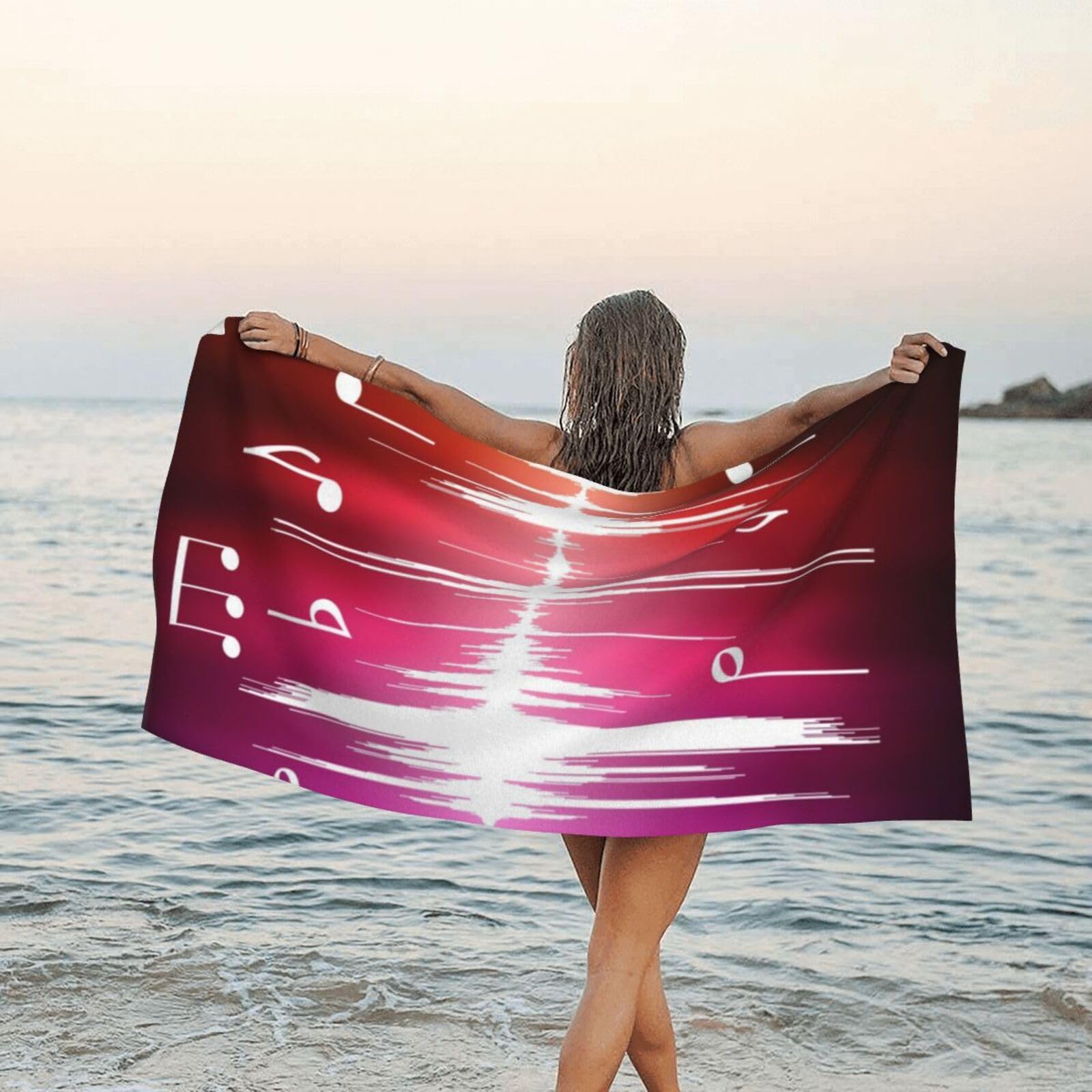 SYLALE Jumping Musical Notes Printed Microfiber Quick-Dry Bath Towel 80x160 CM - Perfect for Bath, Beach, and Travel