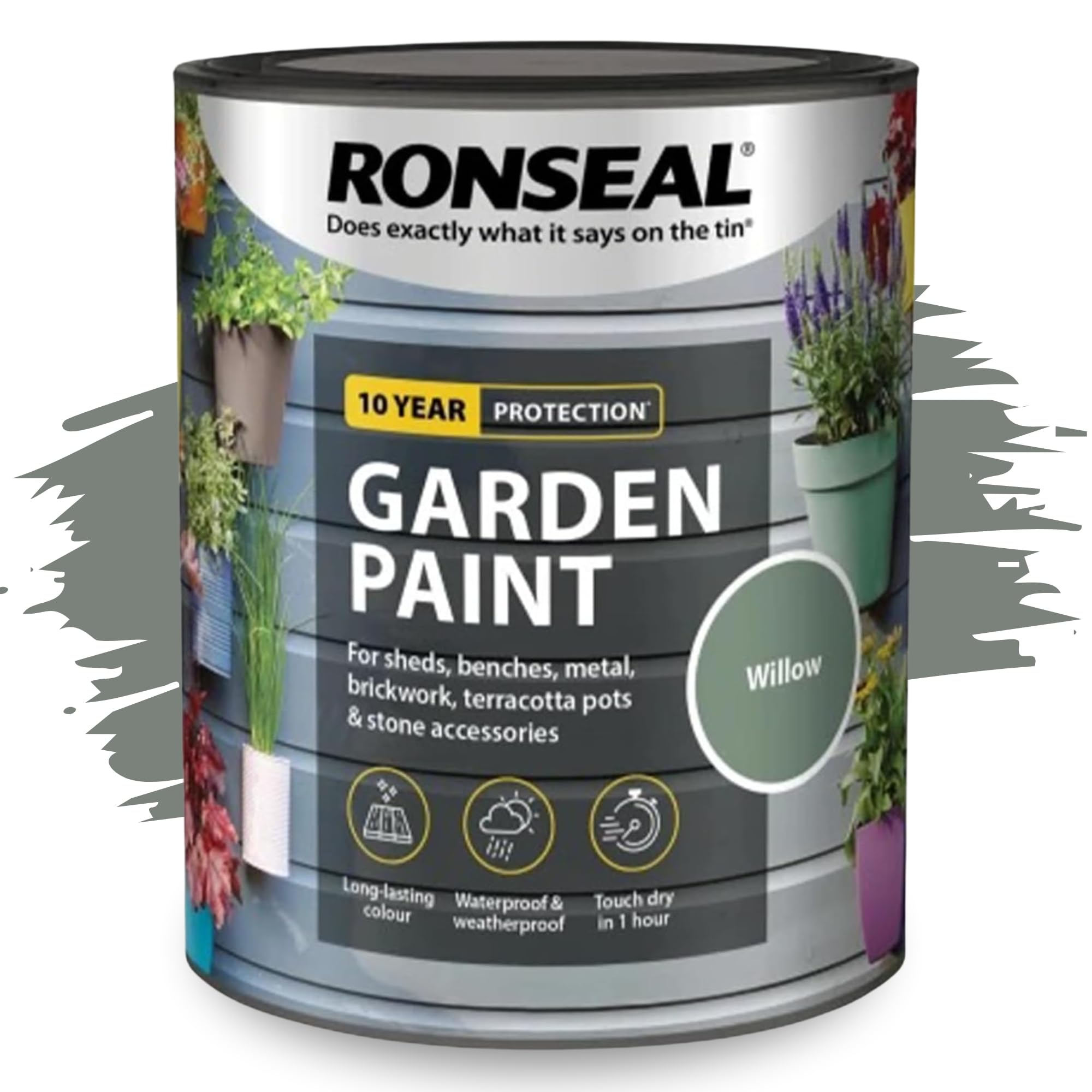 SAVING HUB Fence Paint Garden Shed Paint 750ml - Exterior Wood Paints Tin Waterproof, Weatherproof Paints - For Benches, Metal, Brickwork, Terracotta Pots, Stones Tin (Willow)