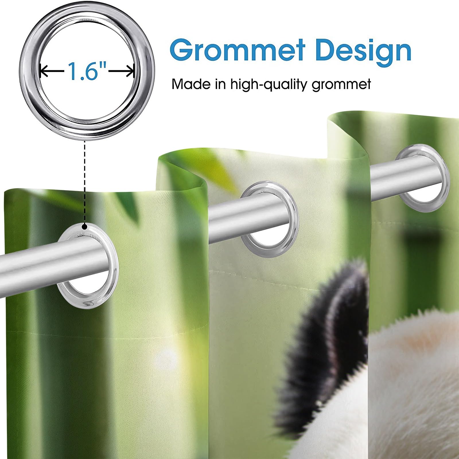 Rideaux Intérieurs Panda Forêt Bambous L70 x H160 CM 2 Panneaux Draperies Animal Occultant D'effet Thermique avec Oeillets Rideau pour Chambre à Coucher Cuisine Salon Salle Bain