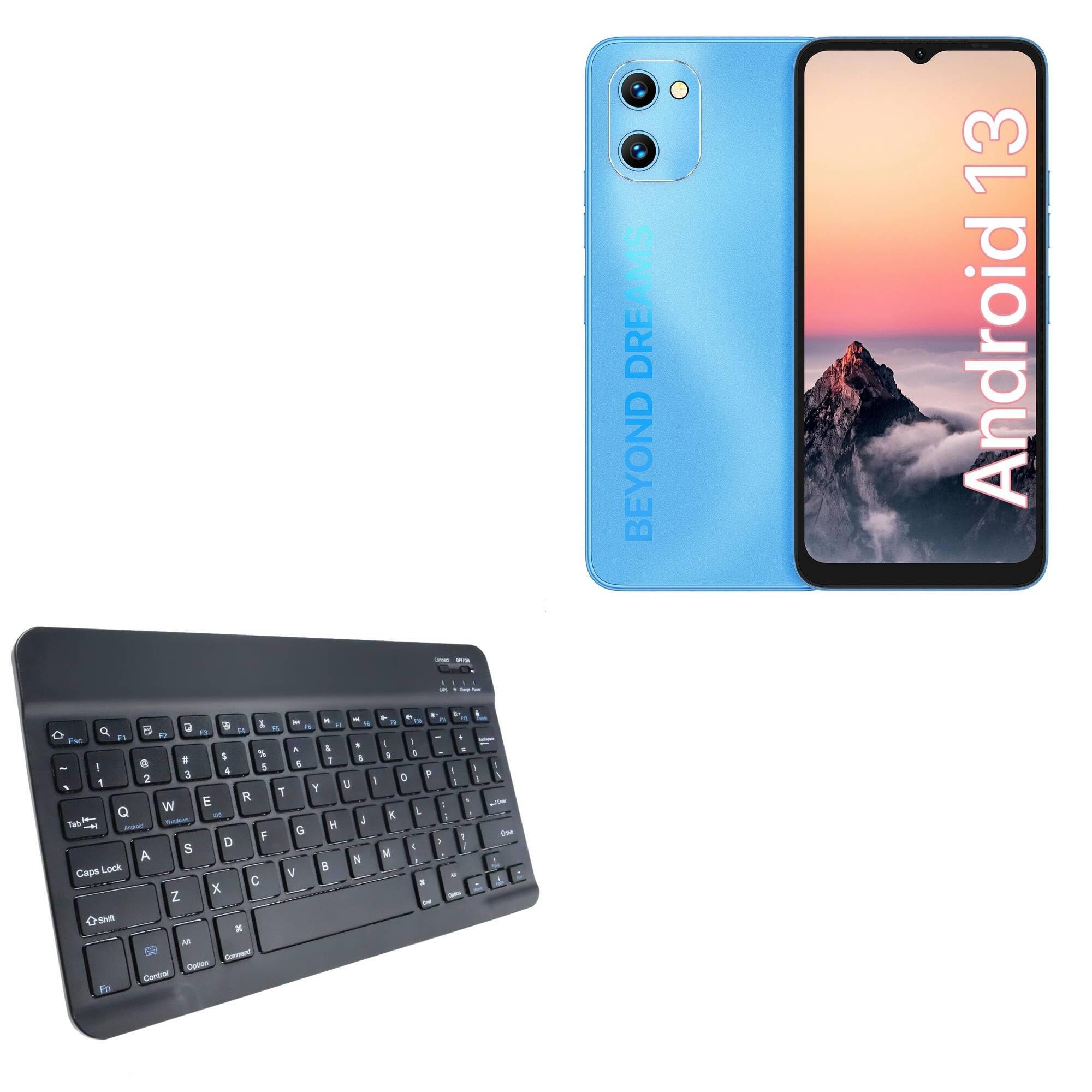 BoxWave Keyboard Compatible with Umidigi G1 Plus - SlimKeys Bluetooth Keyboard, Portable Thin with Chiclet-Style Keys - Jet Black