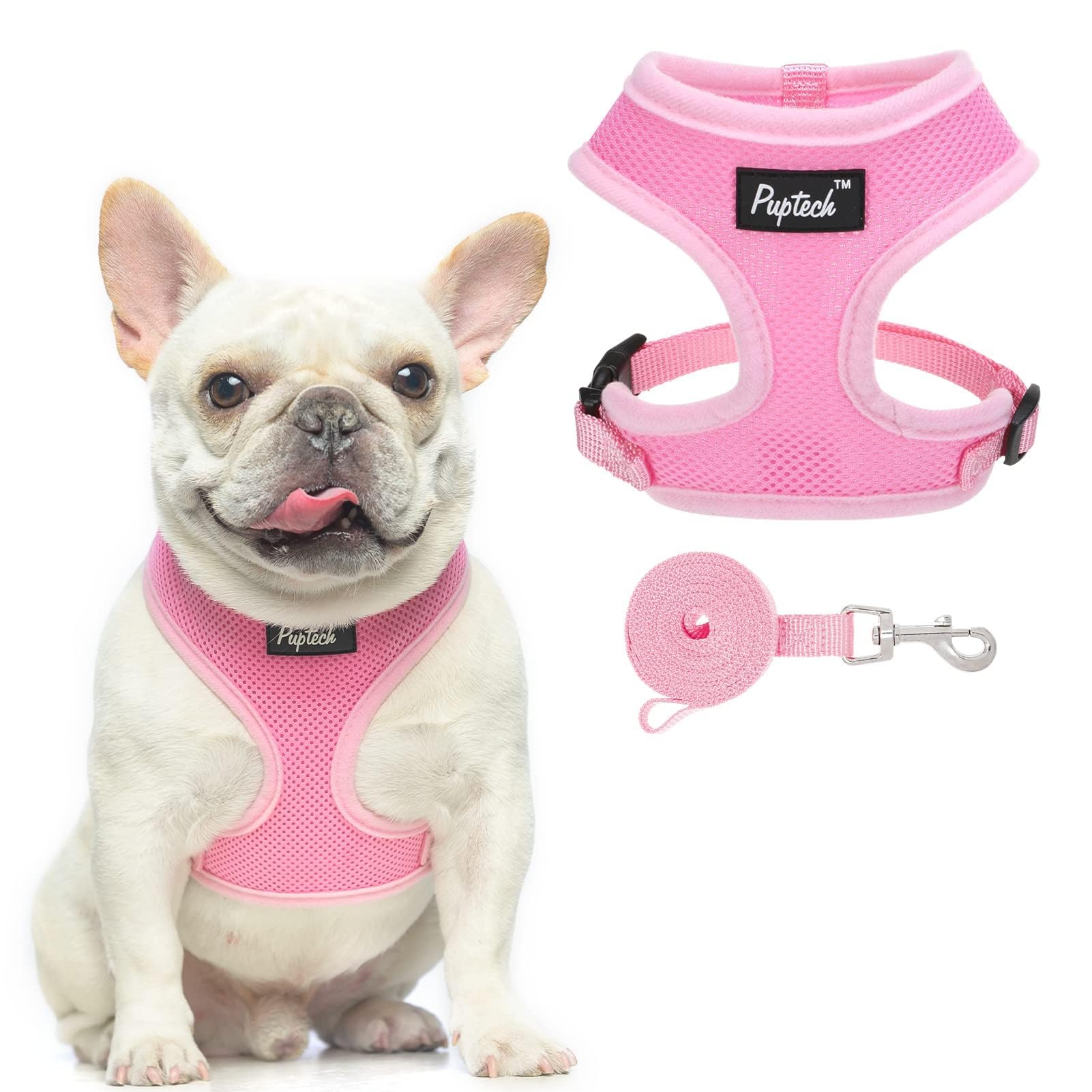 PUPTECK Dog Harness Small Dog Soft Mesh Pet Puppy Cat Comfort Padded Vest No Pull Harnesses and Leash Set — image 1
