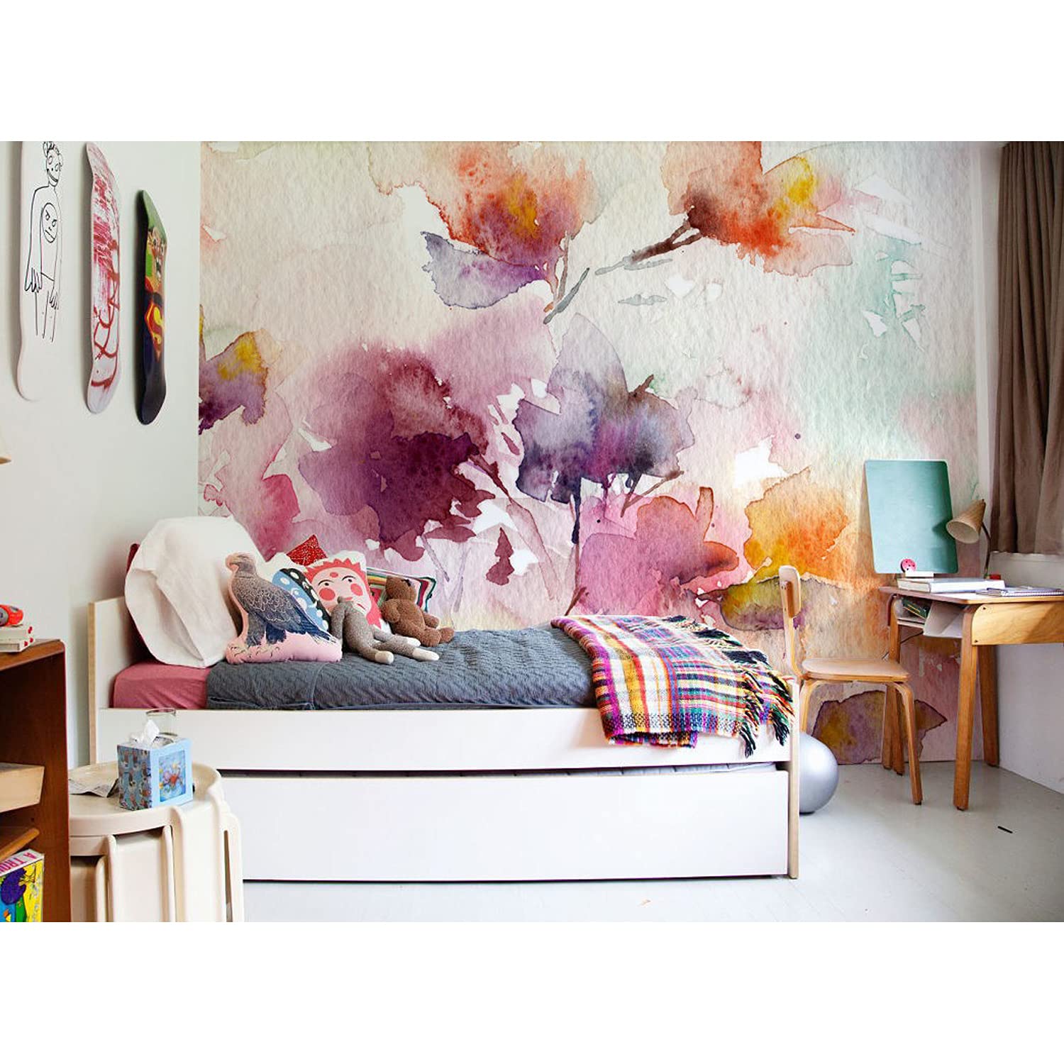 Papier Peint Latex Floral Pastel 152x104cm Coloray pour Salon et Chambre