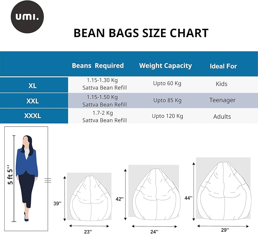 Update more than 137 bean bag size chart super hot 3tdesign.edu.vn