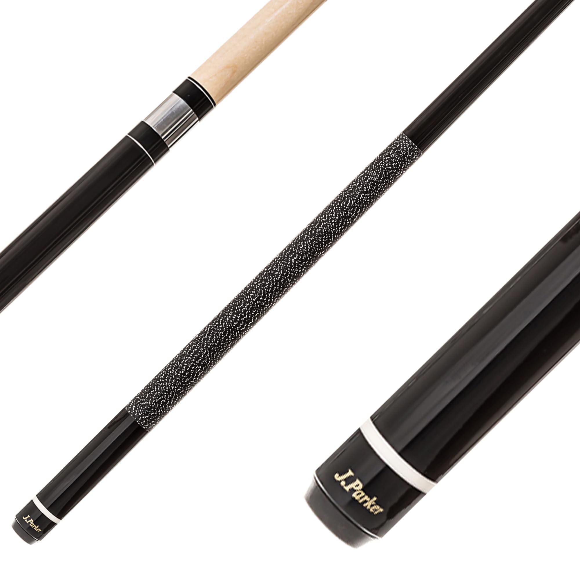 Parker Billardqueue JPS-Serie einfarbiger 2-TLG.Profi-Cue, hochwertiges Ahornholz und Leinenwicklung Griffbereich, 13 mm Ledertip, schwarz, dunkelrot und weiß