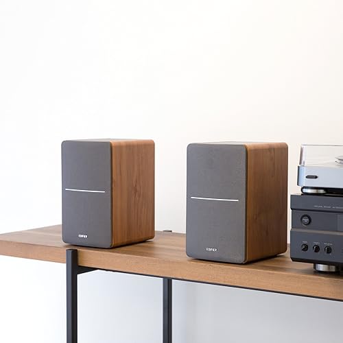 Miniatura 2 de Edifier P12 - Altavoz pasivo para estantería – Altavoces de 2 vías con soporte de pared integrado – Color madera, par – Necesita amplificador o