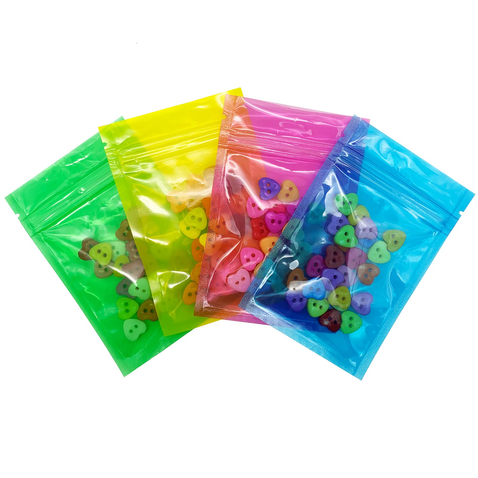 100 Pcs Transparent Plastic Reclosable Zip Poly Bags with Resealable Ziplock, Thick 3.15 Mil Resealable Lock Seal Zipper Poly Bags for Coins, Jewelry, Snacks