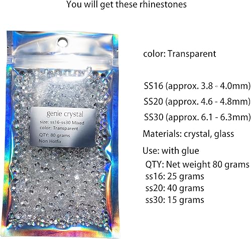 Vista 106 de Genie Crystal ss34 Red Glass Rhinestones 288 Pcs, 7.0 mm Big Light Siam Flatback Rhinestone, Diamond Cut Gems for Crafts, Face Mask, Makeup