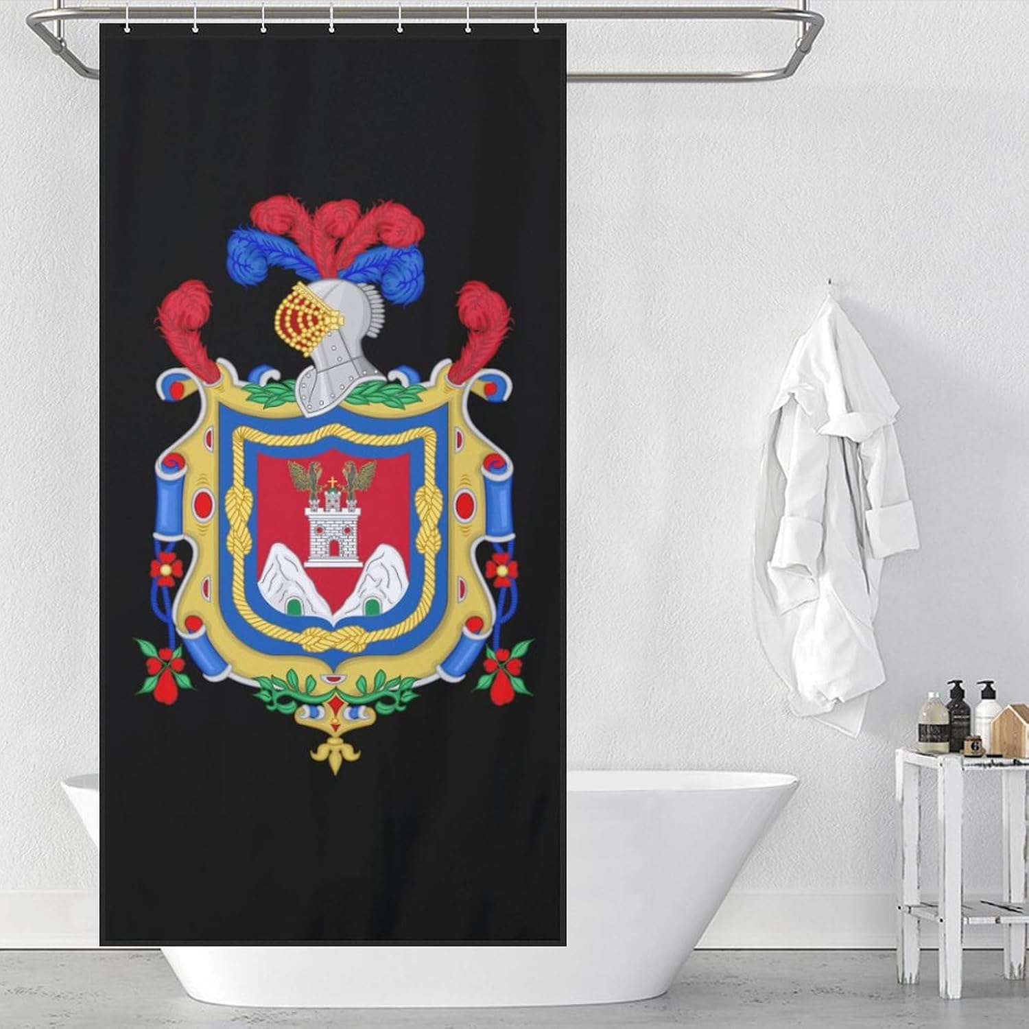 Quito Coat of Arms Funny Shower Curtains Washable Bath Curtain Liner with Hooks for Bathroom Bath Tubs 36x72Inch（92x183cm）