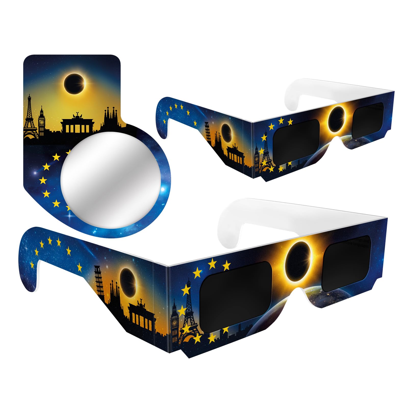 Kesseph Solar Eclipse Glasses Approved 2026, (2 Pack) CE and ISO Certified Solar Eclipse Observation Glasses, Safe Shades for Direct Sun Viewing, Bonus Smartphone Photo Filter Lens, Flag design