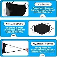 Vista 3 de Mascarilla facial de tela de 3 capas, lavable, reutilizable y transpirable, con bucles ajustables de protección para los oídos, para mujeres
