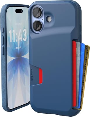 Smartish® iPhone 17 Wallet Case - Wallet Slayer Vol. 1 [Slim + Protective] Credit Card Holder - Drop Tested Hidden Credit Card Slot Cover for Apple iPhone 17 - Blues on The Green