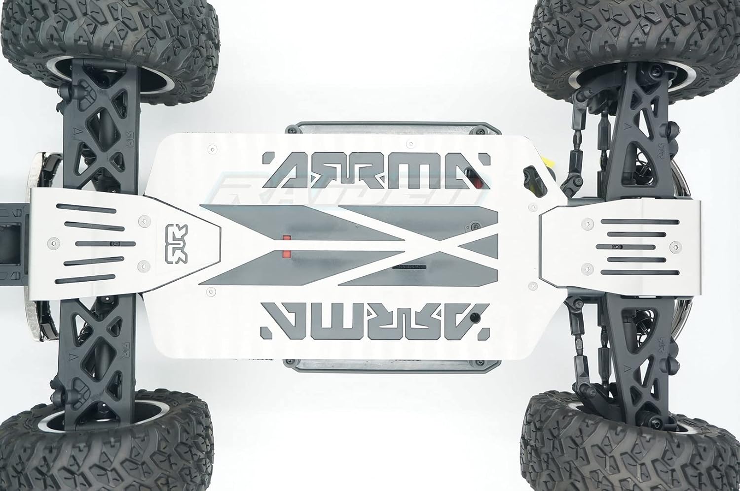 Stainless Steel Front + Center + Rear Chassis Armor Skid Plate Set fits Arrma 1/10 Big Rock Crew Cab Typhon 3S - Hollow