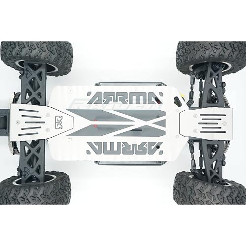 Stainless Steel Front + Center + Rear Chassis Armor Skid Plate Set fits Arrma 1/10 Big Rock Crew Cab Typhon 3S - Hollow