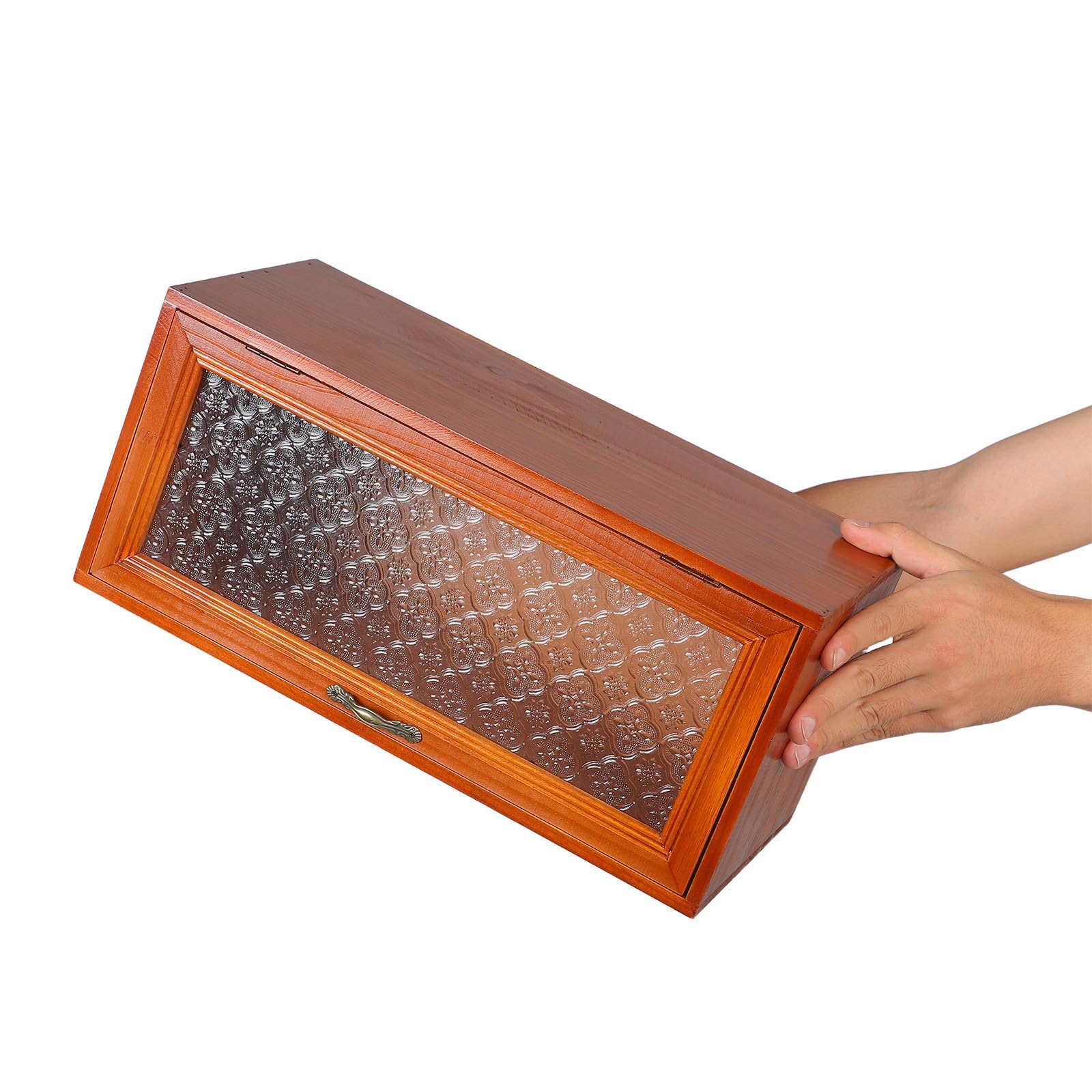 BESTOYARD Scatola Organizer da Tavolo in Legno Vintage Finestra in Vetro