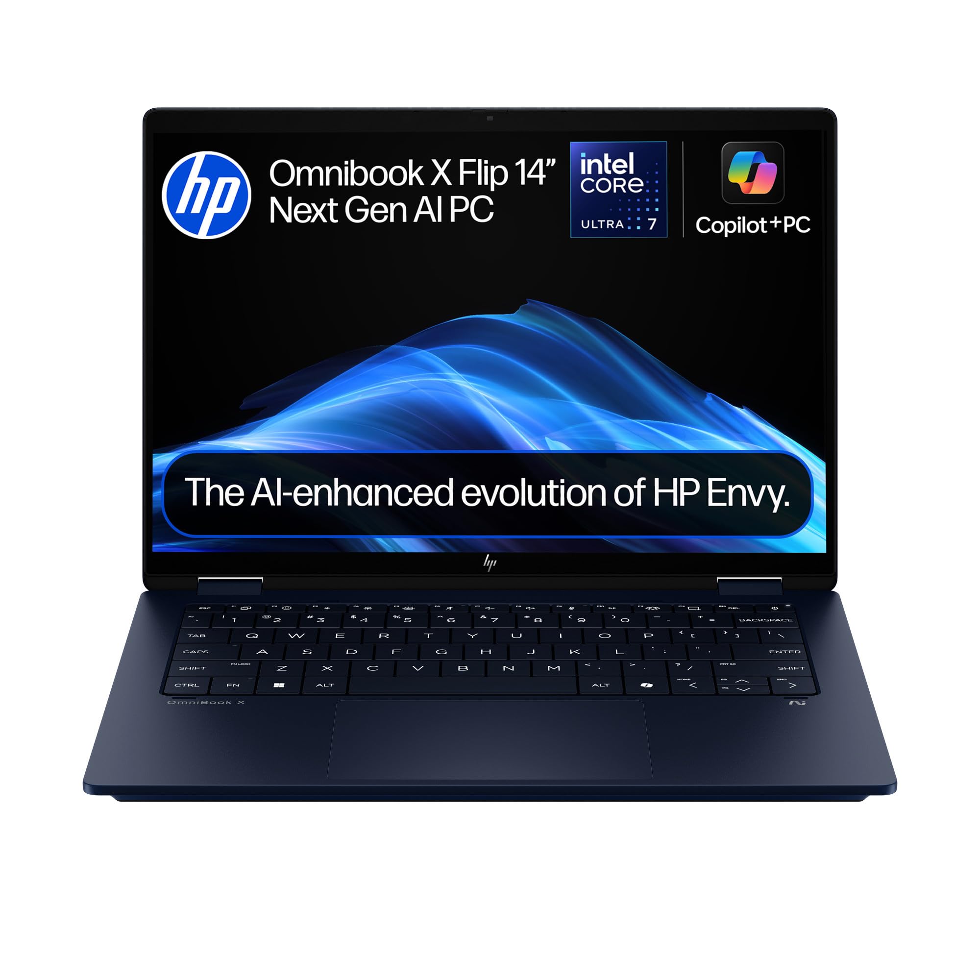 HP OmniBook X Flip 2-in-1 Next Gen AI 14" Laptop | CoPilot+ PC | Intel® Core™ Ultra 7-256V Processor | 16GB RAM | 1TB SSD | Intel Arc™ 140V Graphics | 2K OLED Touchscreen | Windows 11 | 14-fm0006sa