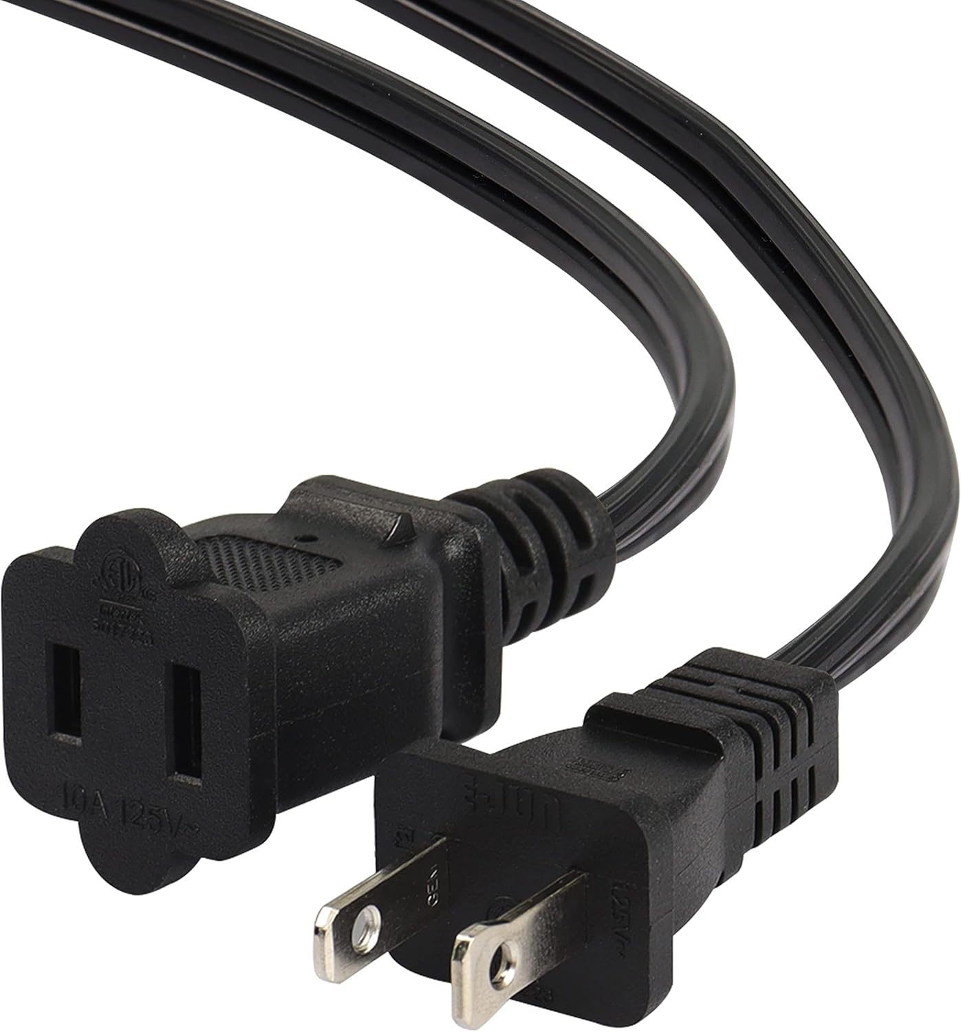 GELRHONR Polarized US AC 2-Prong Extension Cable,Nema 1-15P to 1-15R Male to Female Power Outlet Cord,10A/125V 2x18 AWG (1.5M/4.9FT, Black)