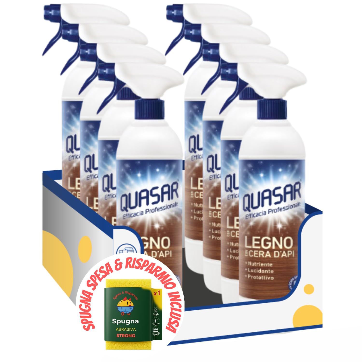 Detergente Spray per Superfici in Legno 580 ml – Pulizia Delicata e Protettiva kit con Spugna Brandizzata SPESA & RISPARMIO Inclusa – Variazioni 4/8/12 Pezzi (8)