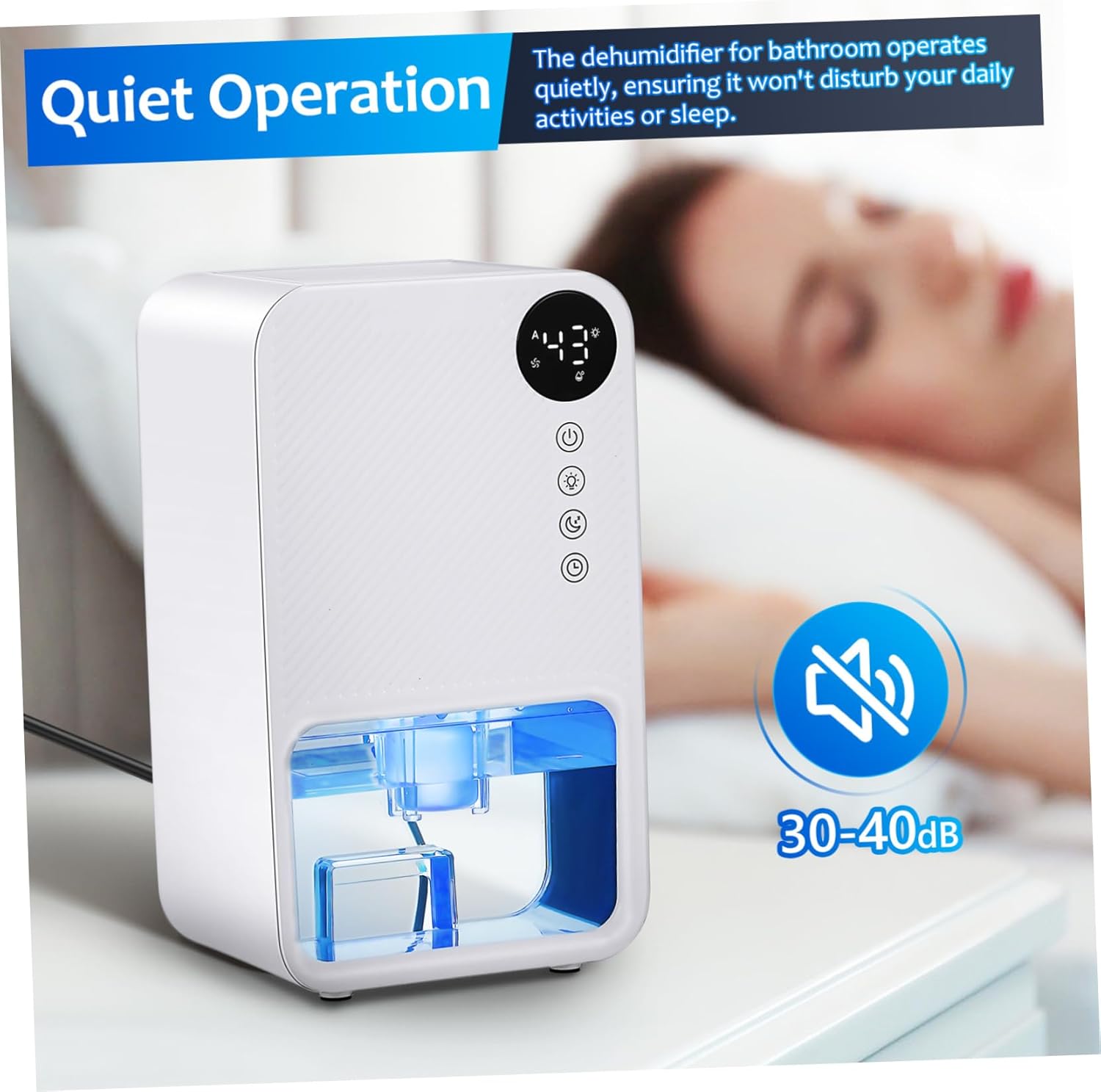 Small for Home Lightweight Portable Safe Operation with Auto for Bedroom Bathroom Basement Use Moisture Absorber with US Plug