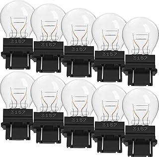 Mudder 10 Pieces 3157 Light Bulb 3157 Miniature Bulb Mini Bulb, Plastic Base for Brake Lights, Taillight, Turn Signal, Parking
