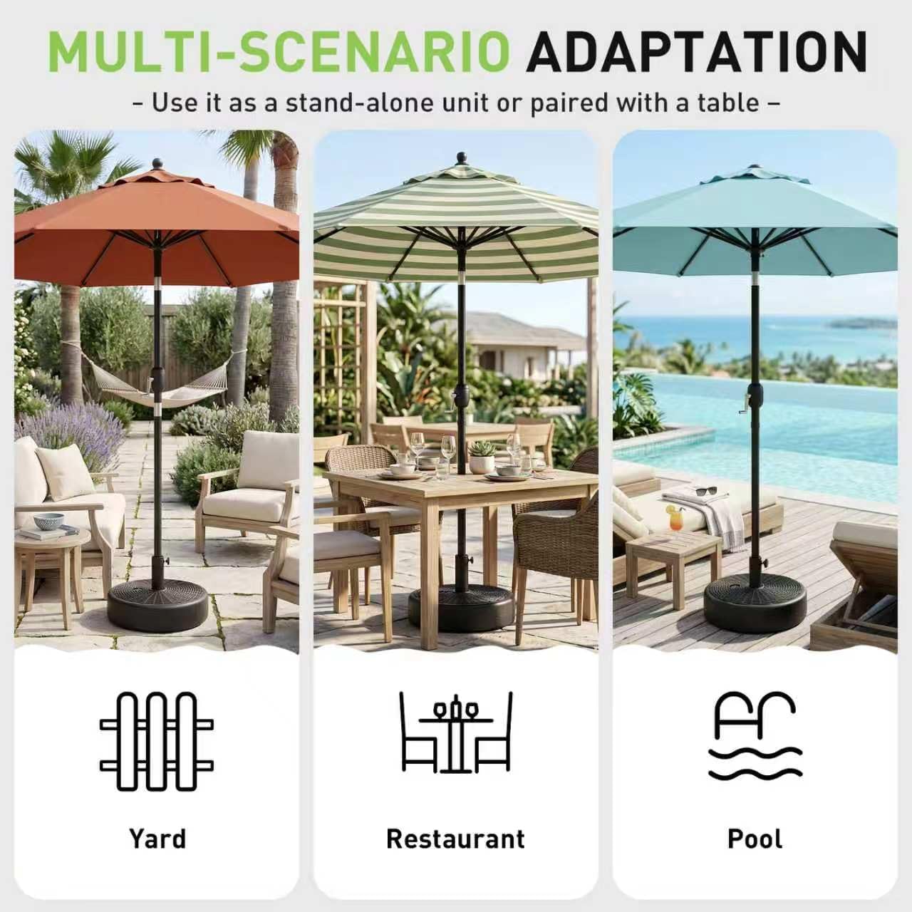 T&Jero Round Heavy Duty Plastic Patio Umbrella Base Stand Weight for Outdoor, 82 lb with Water and Sand Filled, Black