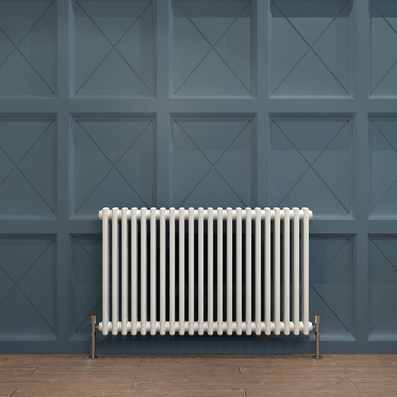 Acezanble∣Traditional 2 Column Radiator Horizontal Rads Cast Iron Style White-600x1010mm Centre Heating