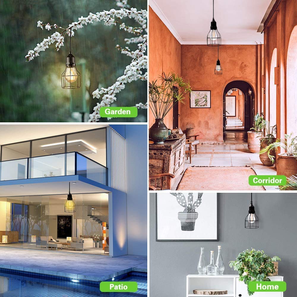 Lampada a Sospensione Solare Classica E27 LED da Appendere all'aperto a Energia Ssolare, Luce Sensibile Capannone Impermeabile, Lampada a Sospensione per Fienile, Giardino, Cortile, Balcone