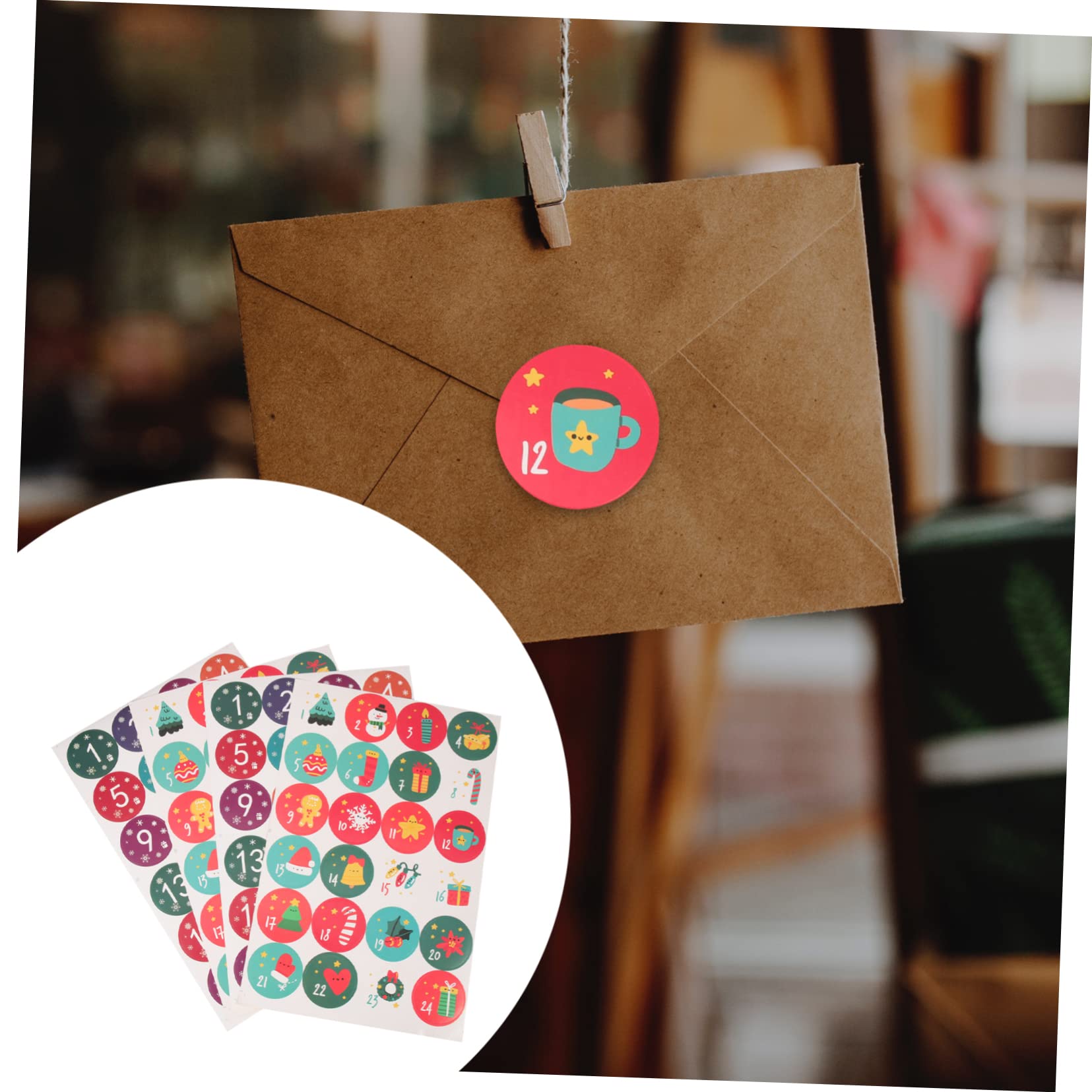 PRETYZOOM 100 Blatt Weihnachtssiegelaufkleber Weihnachts-adventskalender-aufkleber Zahlenaufkleber Dekorative Aufkleber Weihnachtscountdown-kalenderaufkleber Weihnachtsaufkleber Papier