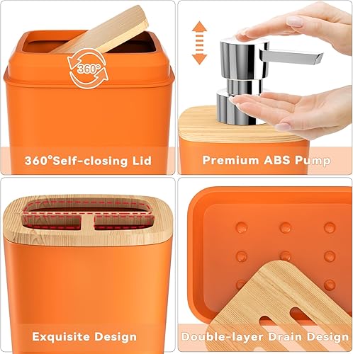 Miniatura 3 de Juego de accesorios para baño con cortina de ducha de lentejuelas, decoración de baño naranja con toalla