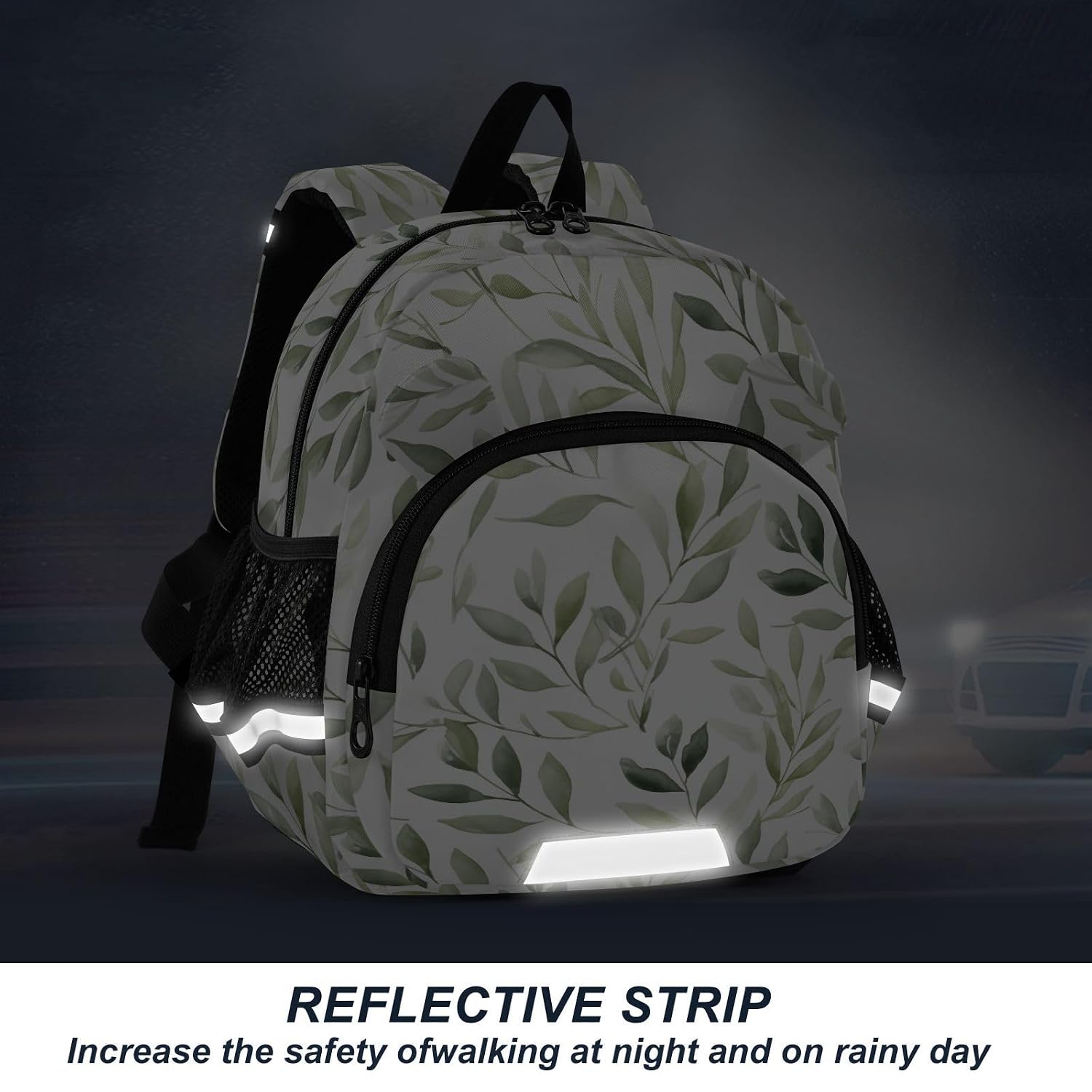 Watercolor Green Leaves Toddler Harness Backpack for Boys Girls 3-6 Years Kids Backpack with Anti Lost Safety Leash Child Leash Backpack for Travel Preschool Walking