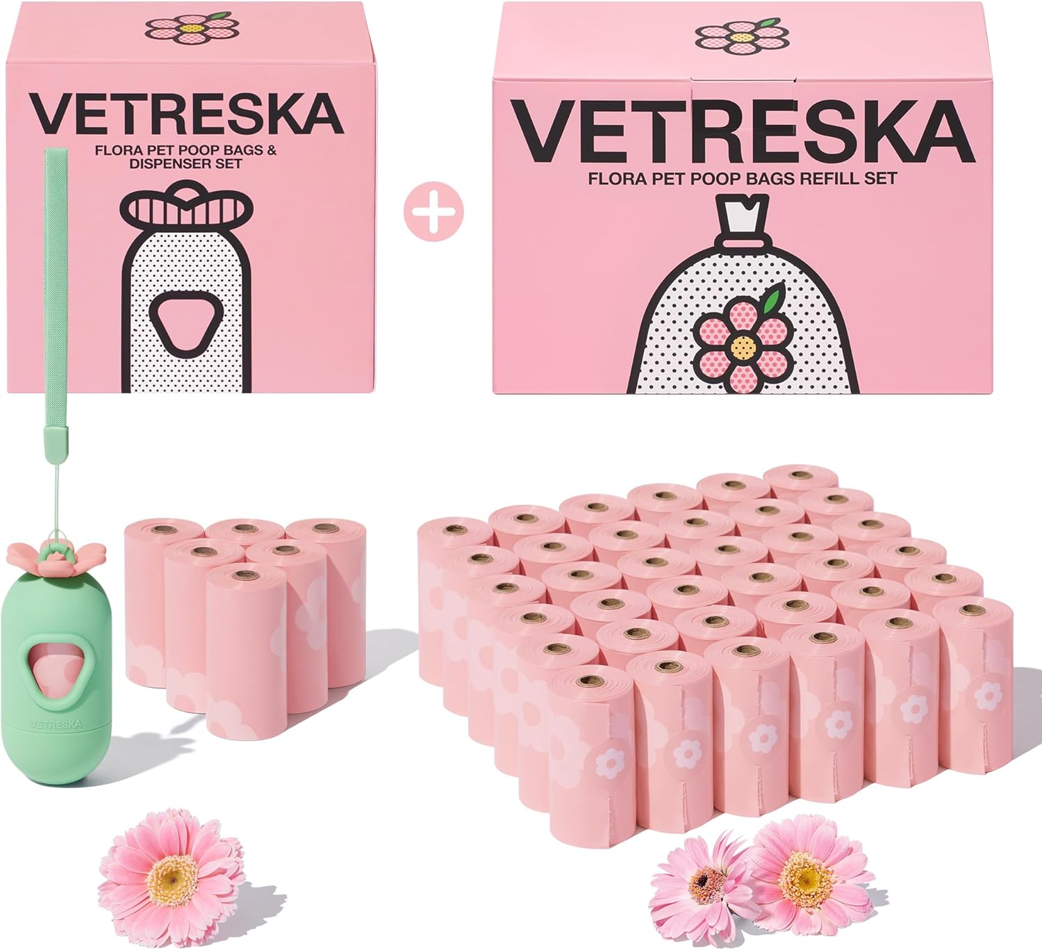 VETRESKA Compostable Dog Poop Bag Dispenser with Lavender Scented Bags, 645Count