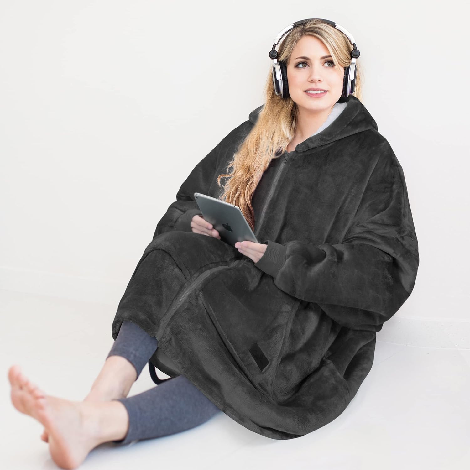 Women Men Winter Warm Sherpa Fleece Hoodie Zip UP Sweater Jacket Hooded Coat - Picture 14 of 45