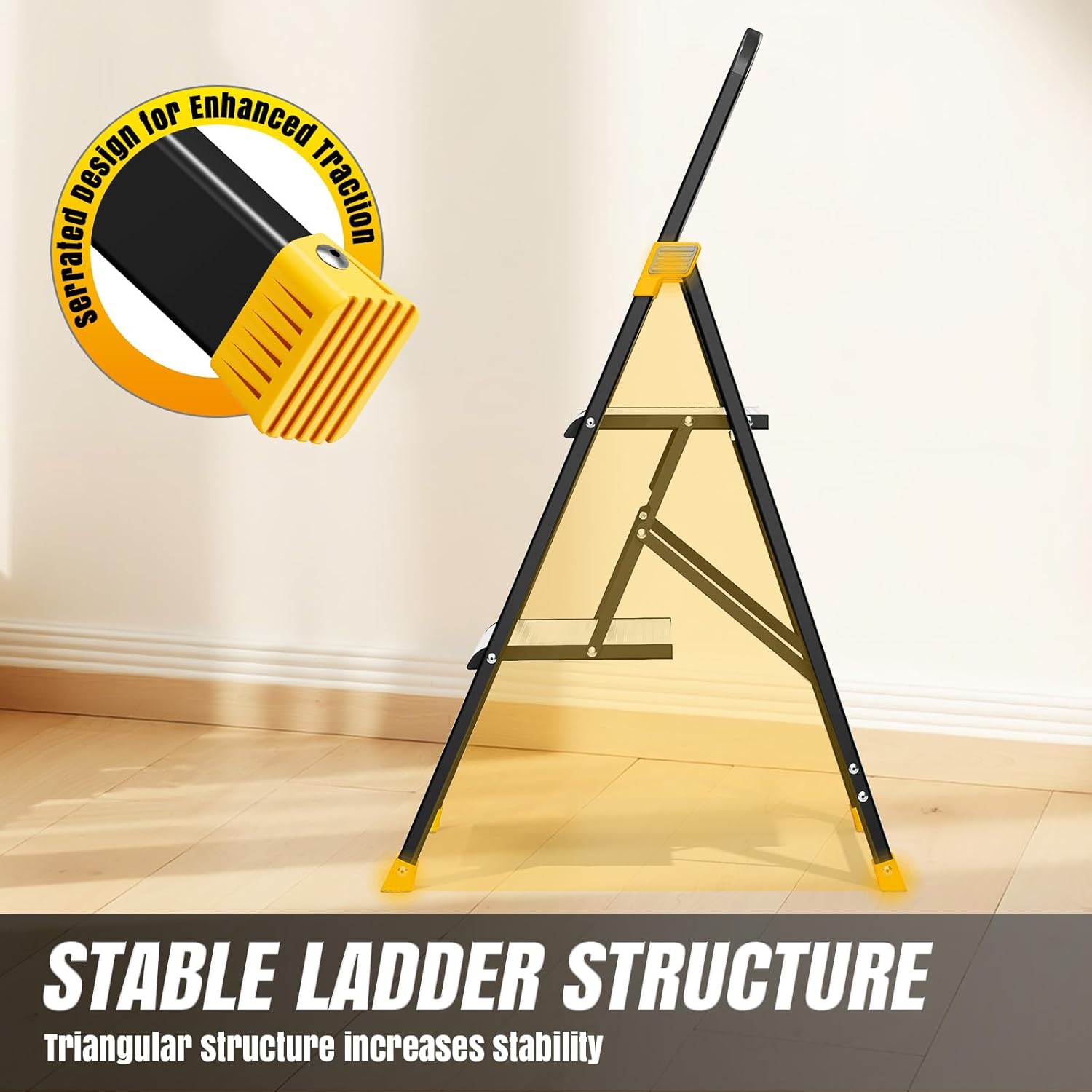 KINGRACK 2 Step Ladder,Aluminium Lightweight Folding Step Stool with Anti-Slip Wide Pedals, Handrail, 330lbs Capacity Ladder for Household, Kitchen,Home, Space Saving, Sturdy and Portable