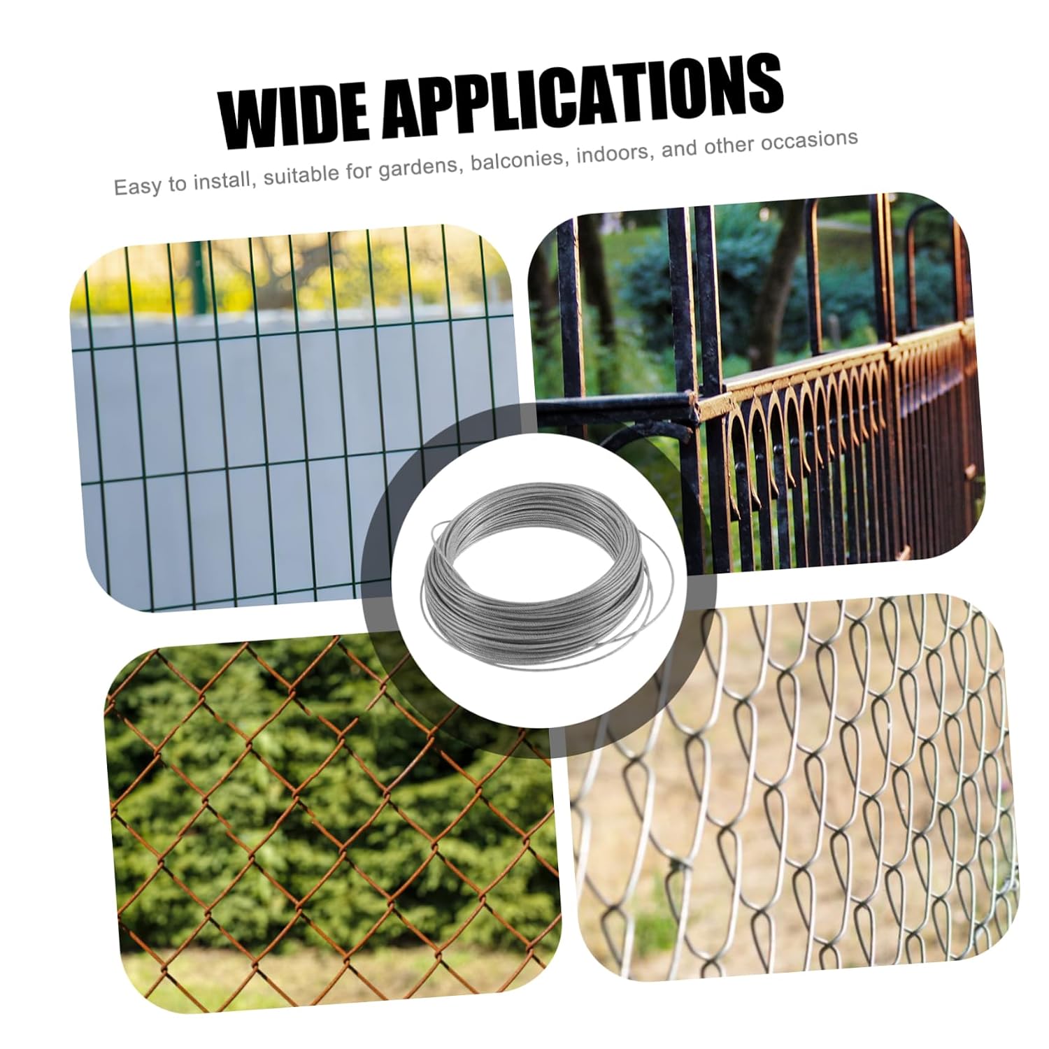 Alipis 1Set Stainless Steel Wire Rope Kit with Thimble Rigging Anti-Slip Coated Steel Cable for Garden Balcony and Indoor Hanging Reliable Wire Trellis and Fence Decoration