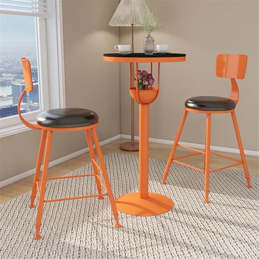 Table de Bar Orange Rock Slab Iron Bar Table Home Balcony Leisure Round High Top for Milk Tea Shop, Coffee(Petit)