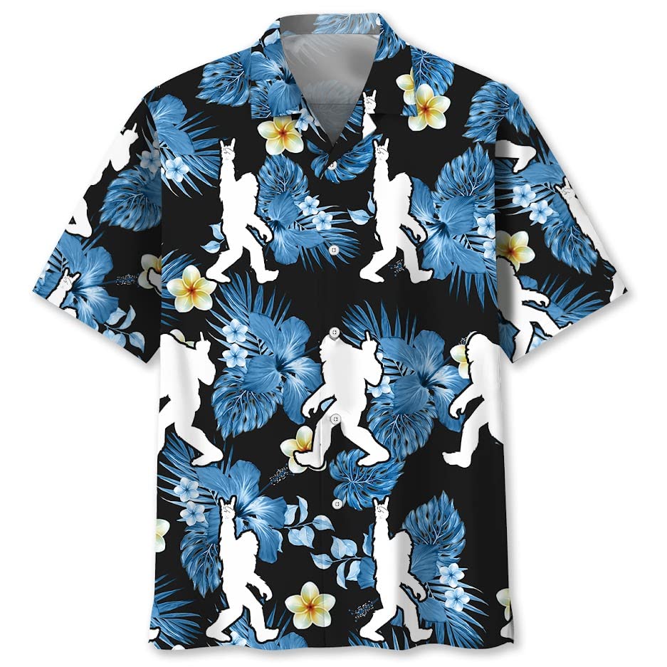 ArtlohaDVL Bigfoot Hawaiian Shirts for Men Short Sleeve Aloha Beach Shirt Summer Surfing Sasquatch Casual Button Down Shirts