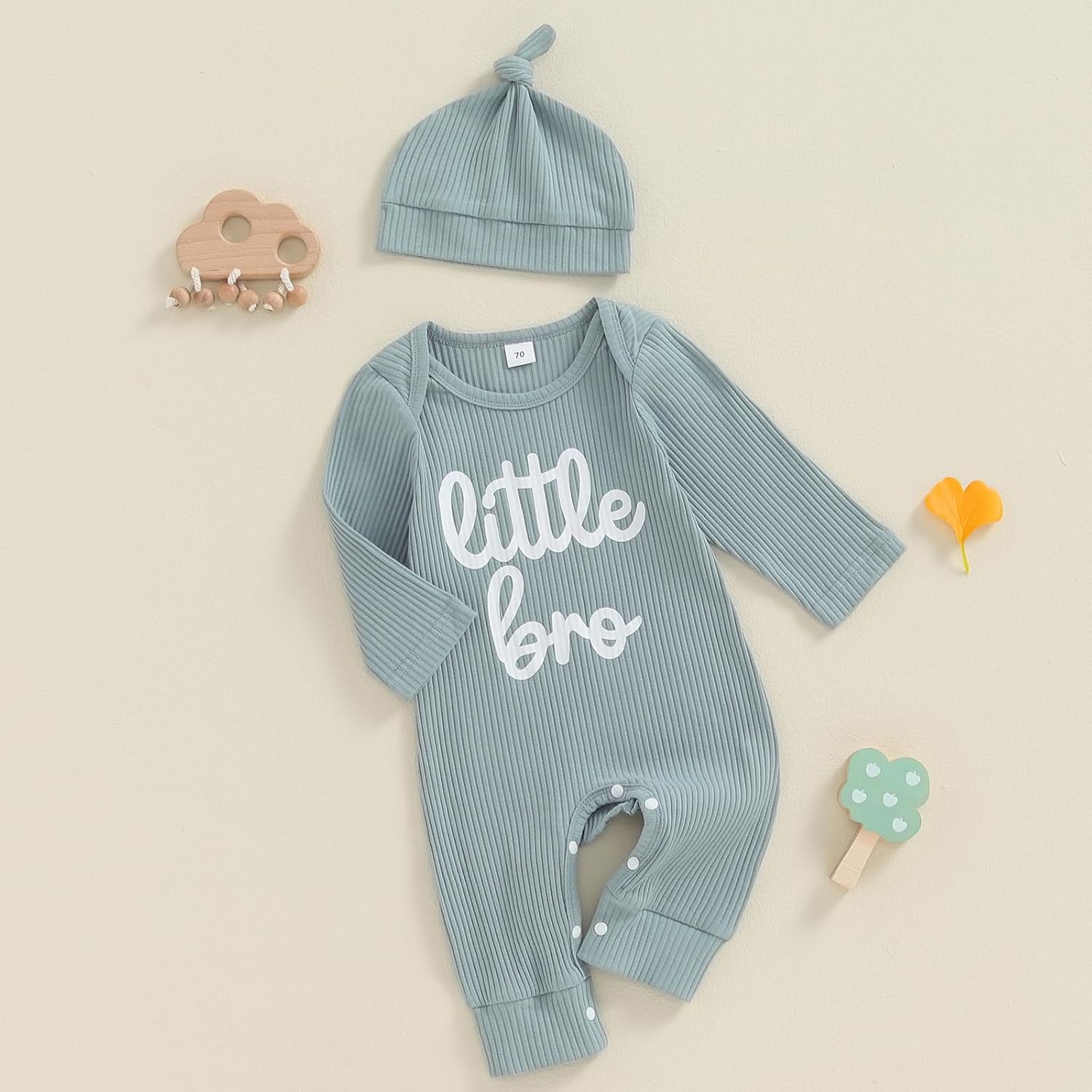 Newborn Baby Boy Clothes Little Brother Romper Jumpsuits One Piece Infant Coming Home Outfit 2Pcs Clothing Set - Image 3