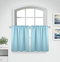 Vista 7 de Aiking Home Cenefas de ventana – 2 paneles de poliéster sólido cenefas de cocina con bolsillo para barra de 2.5 pulgadas para ventanas pequeñas