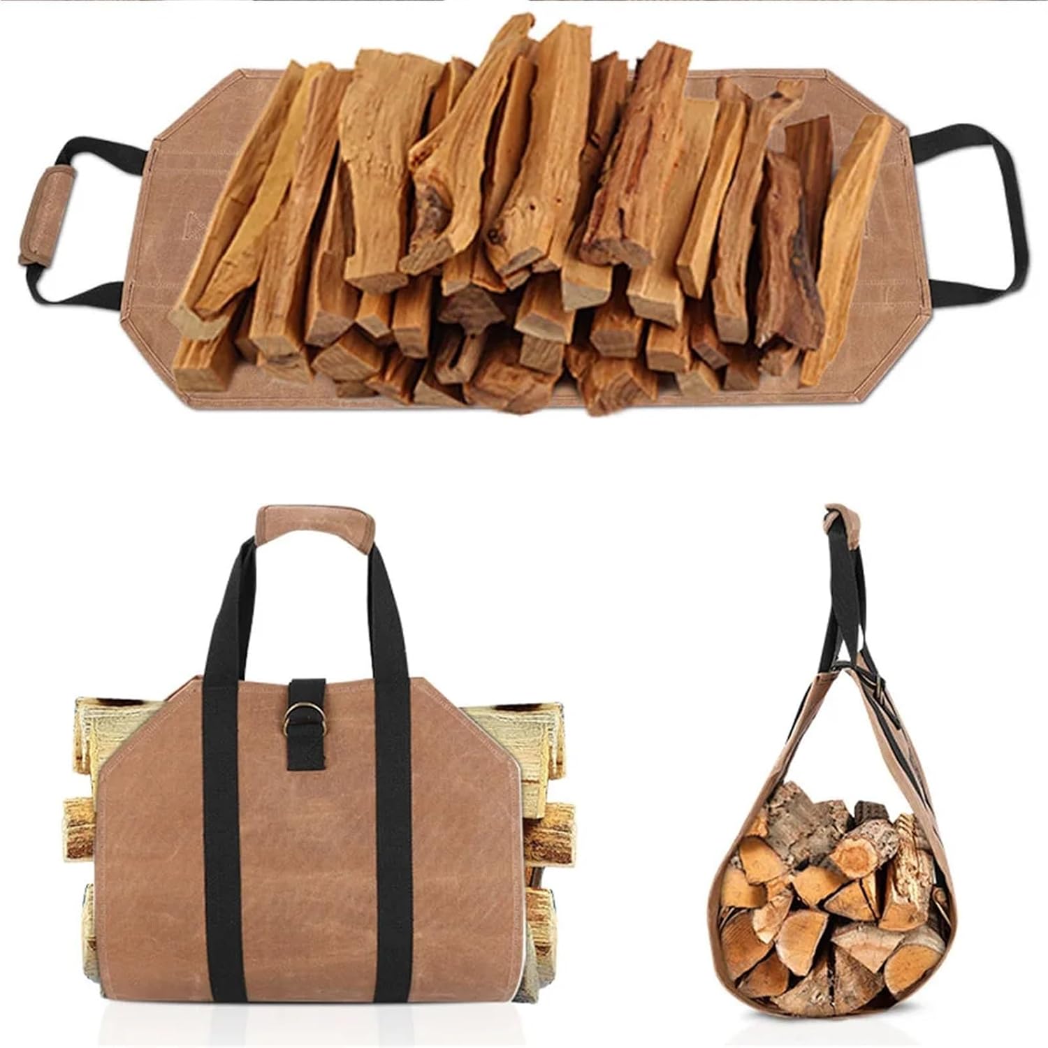 Firewood Storage Bag Large Capacity Firewood Storage Bag Waterproof Scratch-Resistant Wood Log Carrier Outdoor Camping Firewood Holder Wood Carry Bag(Color 1)
