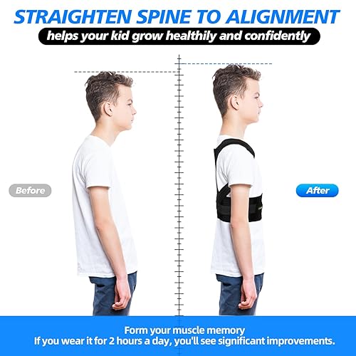 Miniatura 6 de Lexniush Corrector de postura para niños y adolescentes, soporte de postura ajustable para la parte superior de la espalda para niños y niñas,