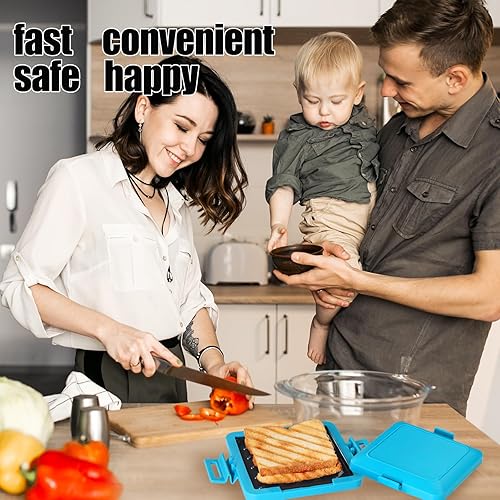 Miniatura 8 de MKYSAIL Tostadora, tostadora de microondas, sandwichera, waflera, panini, apta para lavavajillas, sin electricidad, inalámbrica, ahorro de tiempo,