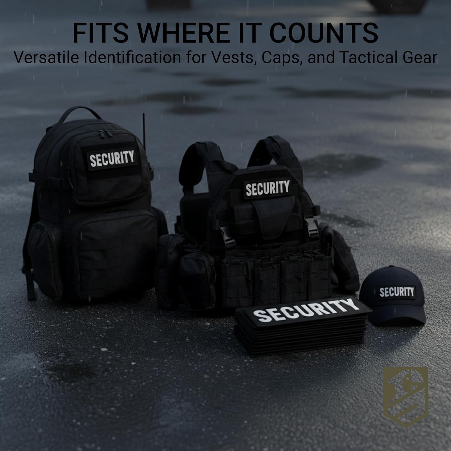 Black Security Patch Set (2 Pcs) Embroidered Badge Patch for Tactical Security Vest Guard Gear Accessories Hook and Loop Patches for Jacket Uniform Backpack