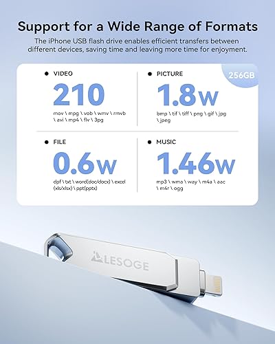 Vista 23 de Memoria USB con certificación MFi de 256 GB para iPhone, memoria USB, memoria USB de alta velocidad, almacenamiento externo