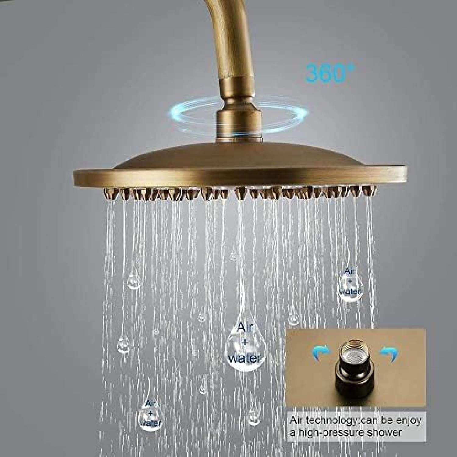 Antique Shower Faucet System 8 Inch Rainfall Head Combination Set Bathtub Filter Valve,Shower System