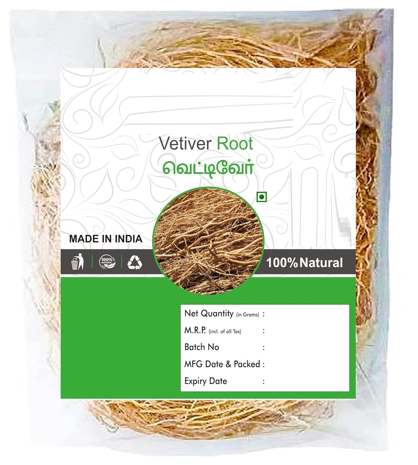 RG Herbal Fresh Vetiver Root, 50 Grams, Khus Root, Vetiveria Zizanioides, Vala Kas Ramacham Vetiver For Hair Growth & Healthy Skin (Pack Of 1 X 50 Grams), Certified Organic