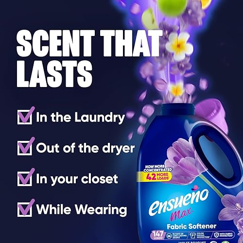Miniatura 6 de Ensueño Max Liquid - Suavizante de tela – Aroma de ramo violeta – 125 onzas líquidas – Líquido suavizante de telas seguro para el color – Suaviza