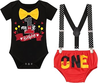Half Birthday Baby Boy Girl Half Way to First 1/2 Cake Smash Outfit Romper Suspenders Bowtie Set for Photo Props