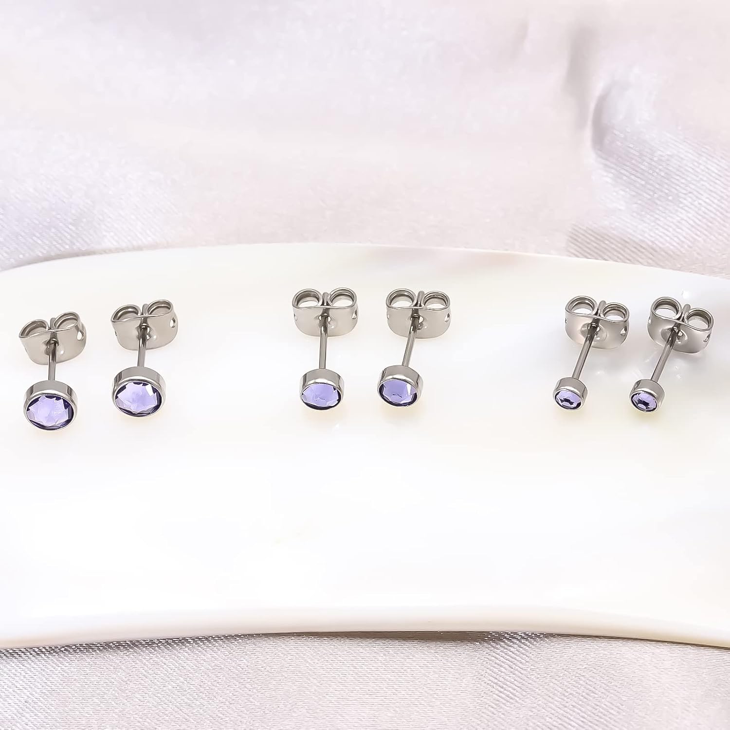 G23 Titanium Studs Earrings Hypoallergenic Earrings Women Stud Earrings Nickel Free Dainty Earrings for Sensitive Ears 3mm/4mm/5mm Stone Size Options - Image 5