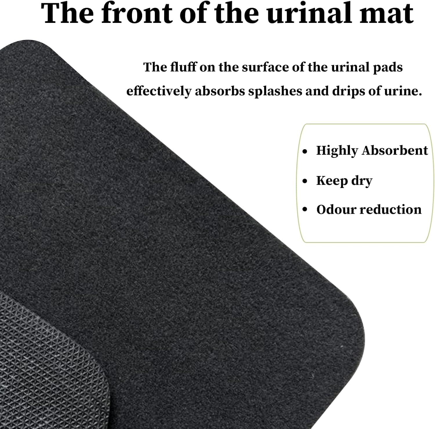 Urinal Mats For Men Bathroom 12 Pack, 16.5" x 20.5" Washable Urinal Mats, Commercial Urinal Pads For Mens Room Floor (Black)